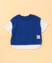 ケーブルジャカード フェイクレイヤード 半袖Tシャツ (ベビーサイズ)