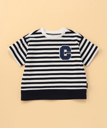 デニムワッペン付き ボーダー半袖Tシャツ (ベビーサイズ)