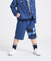デニムライクストレッチ ハーフパンツ