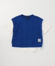 ケーブルジャカード フェイクレイヤード 半袖Tシャツ