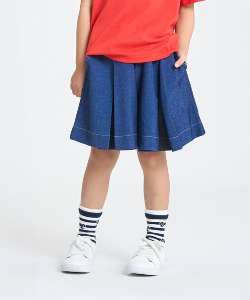 デニムライクストレッチ キュロットスカート