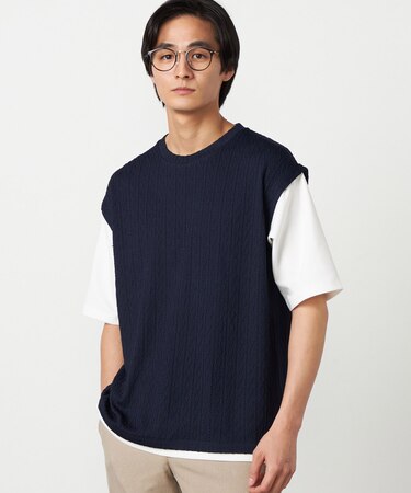 ケーブルレイヤードTシャツ