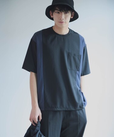 ライトウエイトポリエステル ブロッキング 布帛Tシャツ