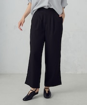 【美しいベーシックパンツ】麻調 ワイドパンツ