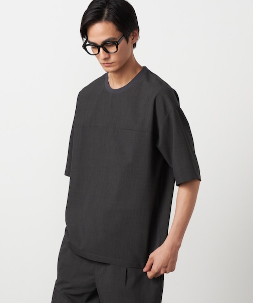 【吸水速乾】リネンライクポリエステル 布帛Tシャツ