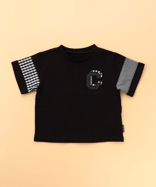 ギンガムチェック 切り替え 半袖Tシャツ(ベビーサイズ)