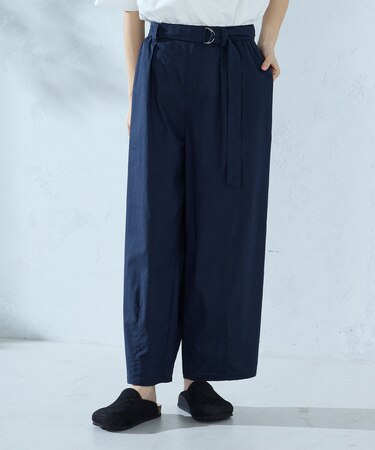 コットンリネンベルト付きパンツ/セットアップ対応