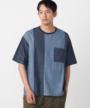 6オンスコットンデニム 切り替え半袖Tシャツ