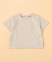 バンダナ柄プリント 切替半袖Tシャツ(ベビーサイズ)