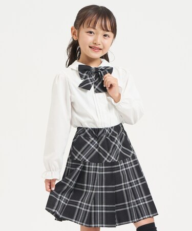 リボンタイ付き チェックプリーツスカート(110-130cm)