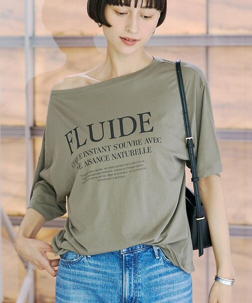 ドローコードシアーロゴTシャツ / ボートネック