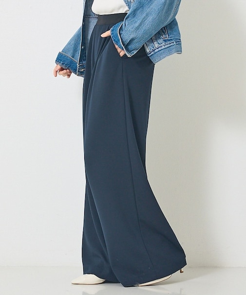 【人気追加】ストレッチダンボールタックワイドパンツ