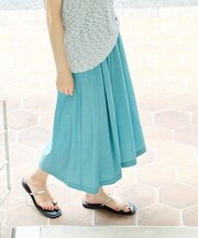 【接触冷感】ナチュラルシャンブレーフレアーパンツ
