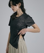 【大人ラメ×スリット】ラメテレコTシャツ