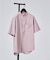 【変形襟】トロミシャンブレー カラーレス 半袖シャツ / バンドカラー