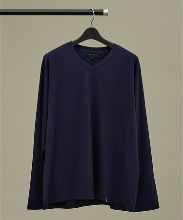 【定番】ドレスポンチ Vネック 長袖Tシャツ / ストレッチ