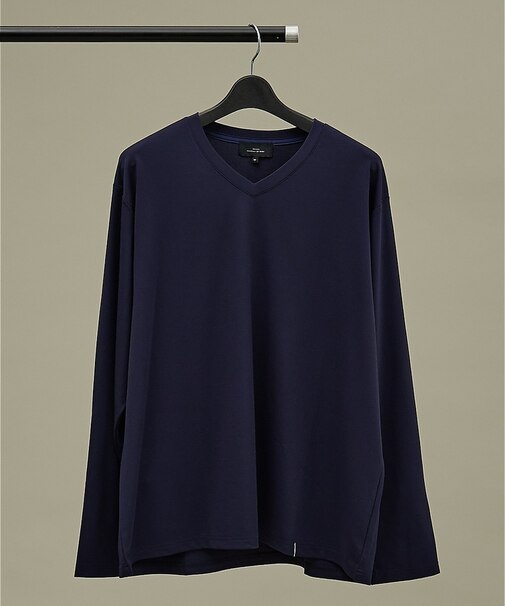 【定番】ドレスポンチ Vネック 長袖Tシャツ / ストレッチ