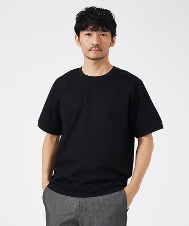 【接触冷感】シルケット天竺ワイドリブ 半袖Tシャツ