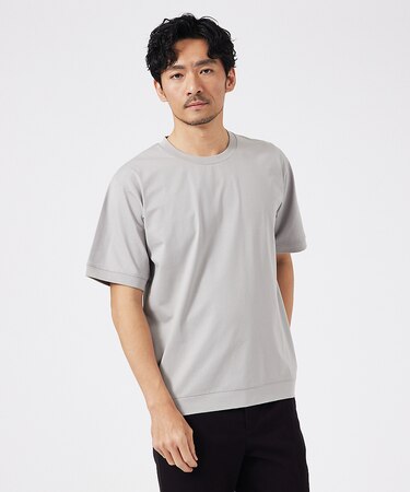【接触冷感】シルケット天竺ワイドリブ 半袖Tシャツ