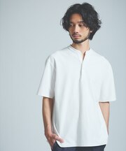 【接触冷感】Vネック スキッパーTシャツ/ヘンリーネック/COVEROSS(R)