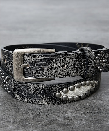 【ウエスタン スタッズ レザー ベルト】35mm black Studded b