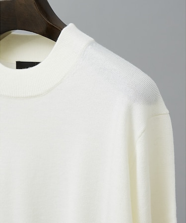Pure Merino ハイゲージモックネック ニット プルオーバー