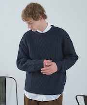 WOOL MIX メランジシャギー アランニット