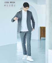 【SMART CLOSET/上下2点セット】接触冷感 カットメッシュ セットアッ