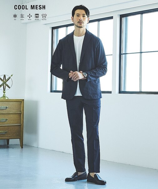 【SMART CLOSET/上下2点セット】接触冷感 カットメッシュ セットアッ