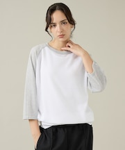 【JEMORGAN /ジェーイーモーガン 】ワッフルラグランスリーブ７分袖Tシャ