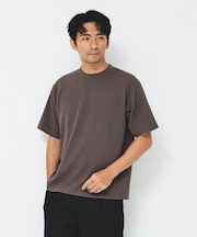 【ヘリンボーン柄】ジャガード モックネック 半袖 Tシャツ / アンサンブル対応