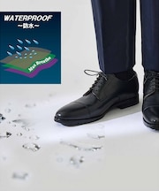 【防水撥水】外羽根 レザーストレートチップシューズ