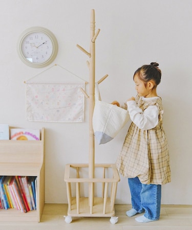 《WEB限定商品》バスケット付きポールハンガー/こども部屋