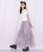 縦ラッフルシアースカート