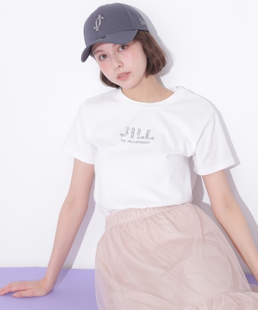スパンコールロゴ刺繍Tシャツ OC