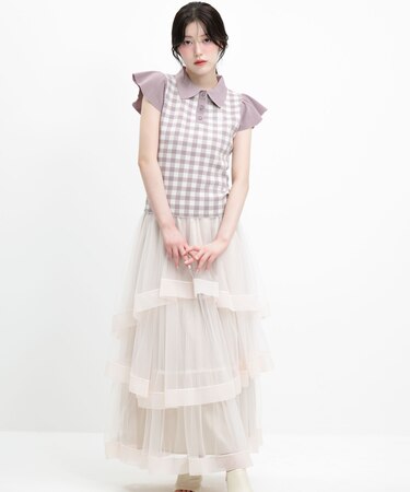 ＜WEB限定カラーあり＞フリル袖ポロニット
