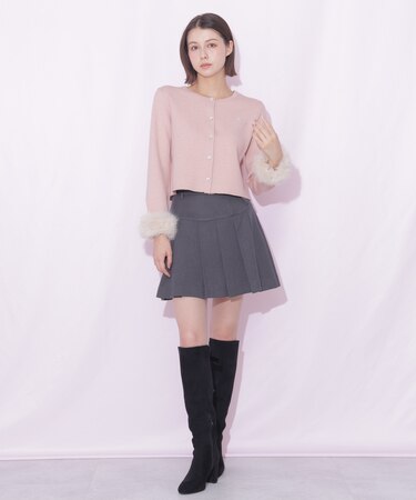 ベルト付きプリーツミニスカート