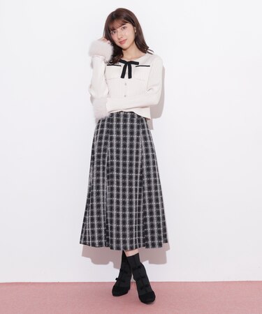 ロービングチェックフレアスカート