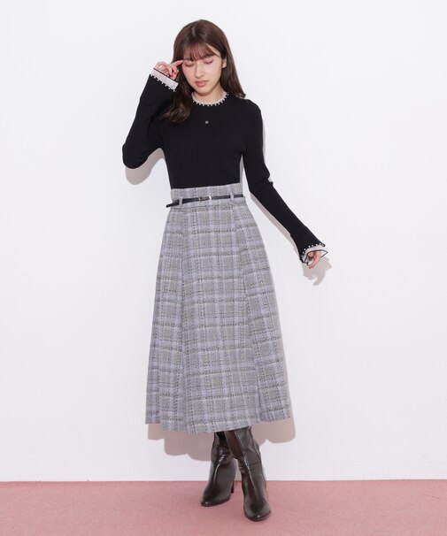 ロービングチェックフレアスカート