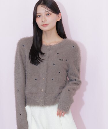 ハート刺繍フェザーカーディガン