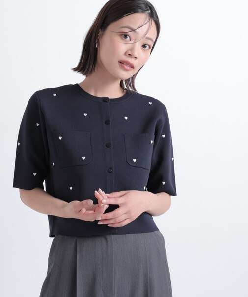ハート刺繍ニットジャケット