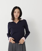 <Oggi.jp掲載>ダブルカラーリブニット