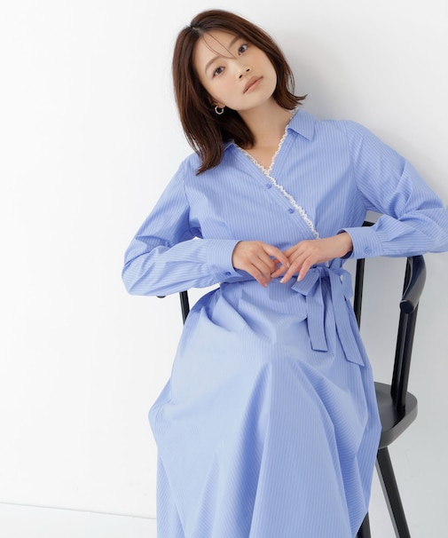 レースレイヤードカシュクールワンピース