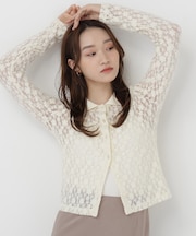 <CanCam.jp掲載>シャツカラー起毛レースカットソー
