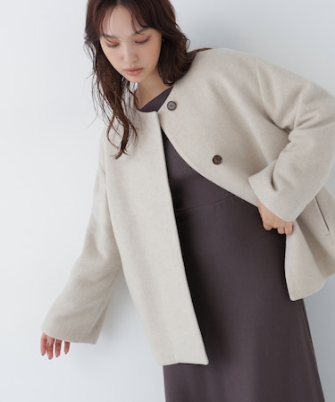 <EC限定カラー:イエロー>カシミヤブレンドハーフコート 26AW