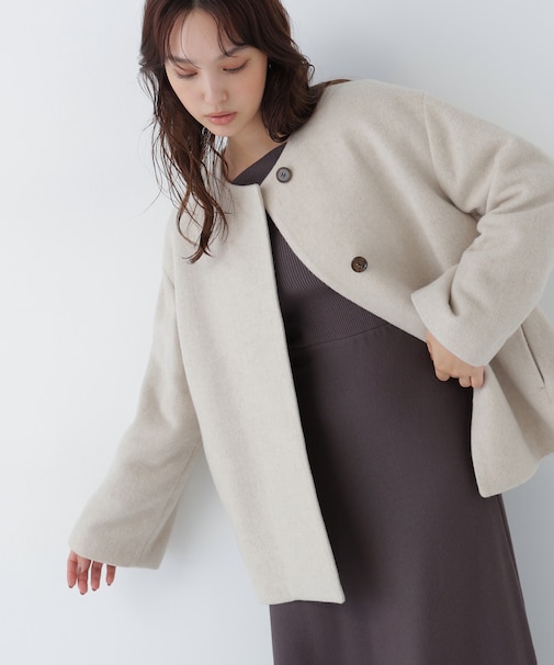 <EC限定カラー:イエロー>カシミヤブレンドハーフコート 26AW