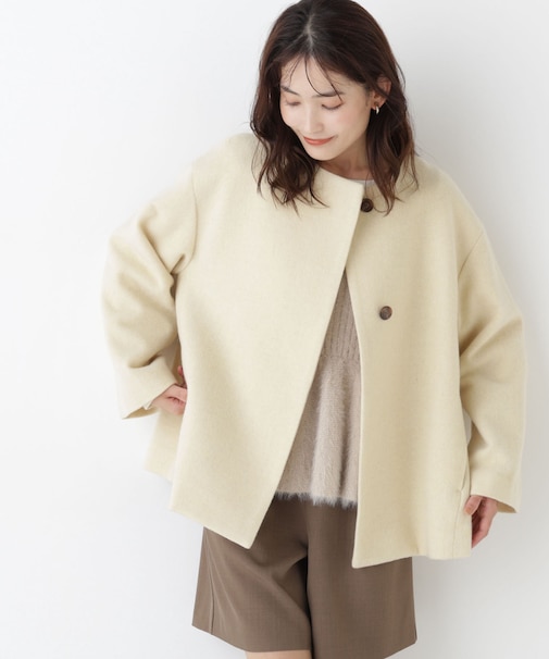 <EC限定カラー:イエロー>カシミヤブレンドハーフコート 26AW