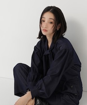<Oggi・CanCam11月号掲載>デニムライク SETUP リボンボウタイブラウス