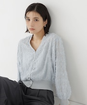 チュール刺繍シアーカーディガン長袖