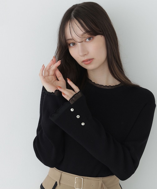 モックネックシアーカフスニット　26AW